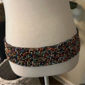 Vintage handmade Stretch Bead Belt Native Look One Size Multi Color Sz small